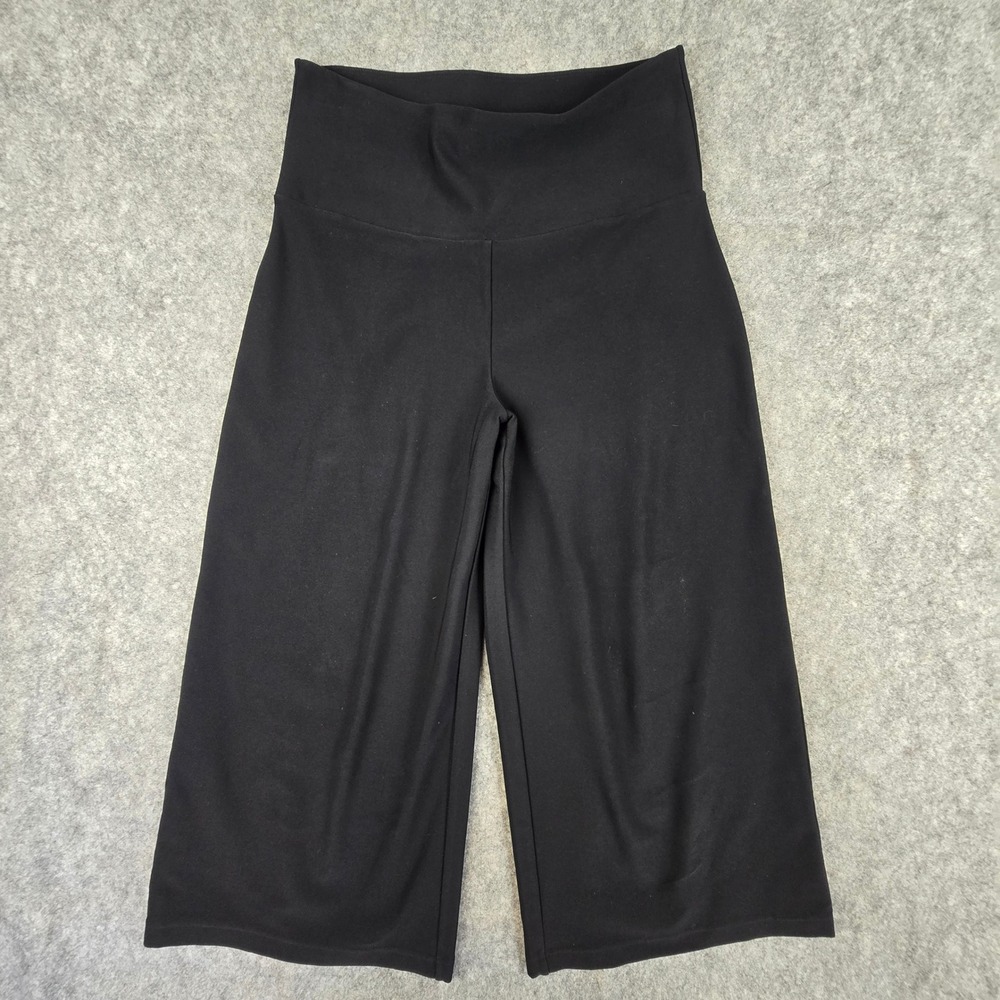 MPG Yoga Pants Womens Medium Black Wide Leg Cropped High Rise Athleisure